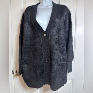 T Tahari Black Faux Fur Teddy Jacket